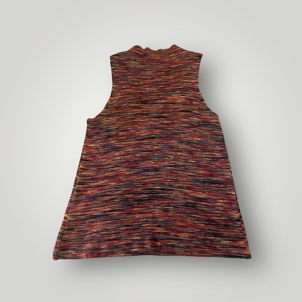 Anthropologie Mock Neck Ribbed Knit Sleeveless Top XS Multi Color Space Dyed - Picture 4 of 11